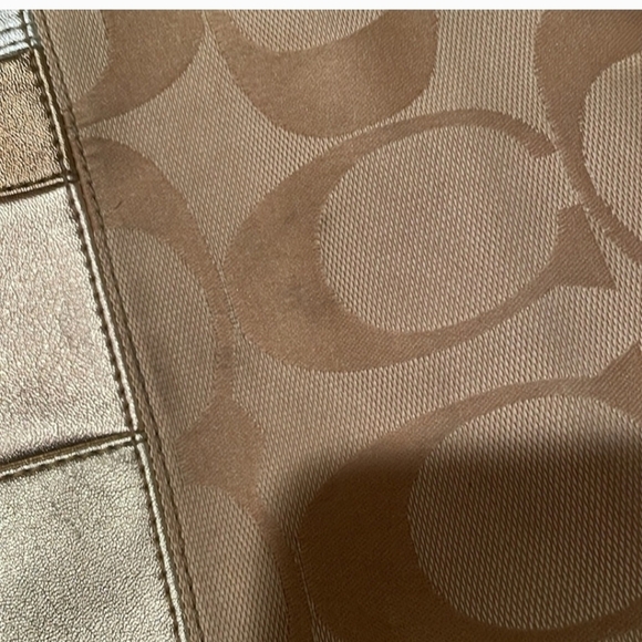 Coach Cream Silver Shoulder Bag with Monogram Striped Accent 10x12 - Picture 6 of 10